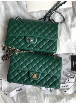 CHANEL CLASSIC DOUBLE FLAP BAG  25 GREEN